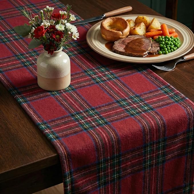 Artoid Mode Red and Multi Color Line Farmhouse Plaid Christmas Table Runner - Image 4
