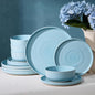 Dinnerware Set for 4, Ceramic Plates and Bowls, Ice Blue | 12 pcs Speckled by FamiwarePremium
