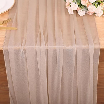 10FT Champagne Chiffon Table Runner 30x120 Inches Romantic Boho Rustic Sheer by SAJOO