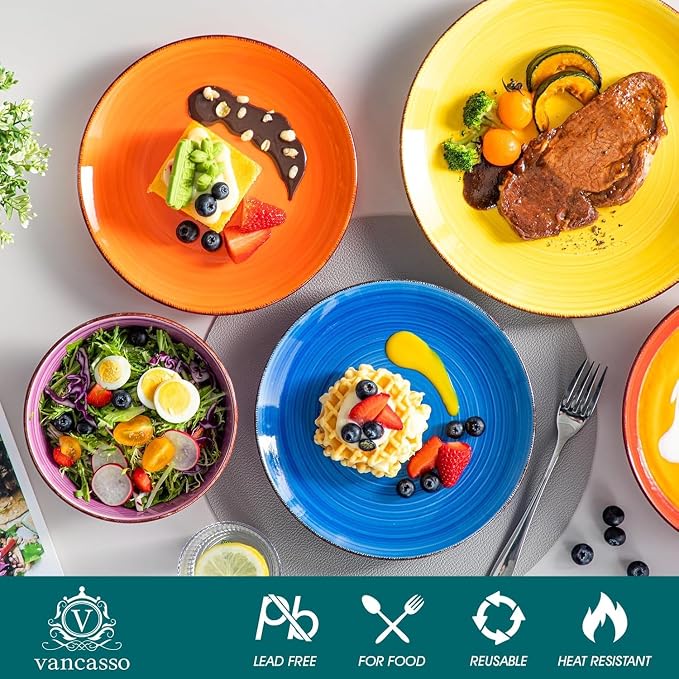 vancasso Bonita Dinnerware Sets, 24 Pieces Multicolor Stoneware Dinner Set | - Image 9