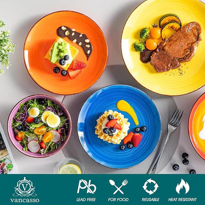 vancasso Bonita Dinnerware Sets, 24 Pieces Multicolor Stoneware Dinner Set | - Image 9