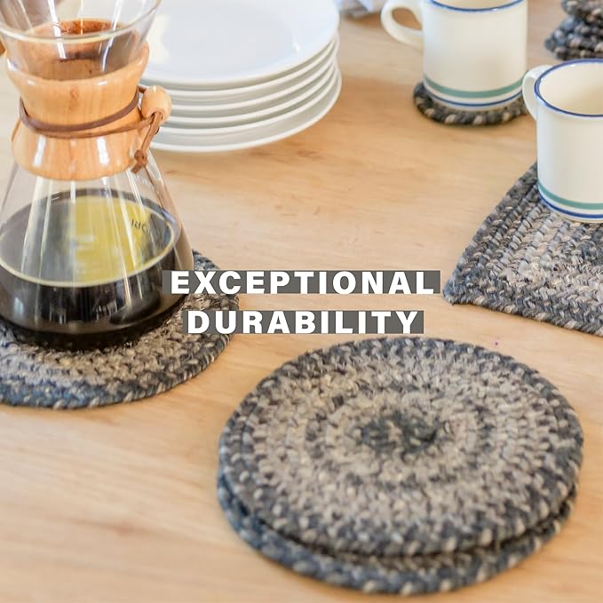 Homespice Flint Hill Jute Braided Long Table Runner, Warm Primitive Decor, Grey Rectangle 11x36 - Rich Colors, Easy to Clean, Durable and Protects Furniture