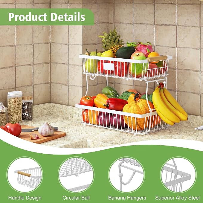 2 Tier Fruit Basket for Kitchen Counter - Image 4