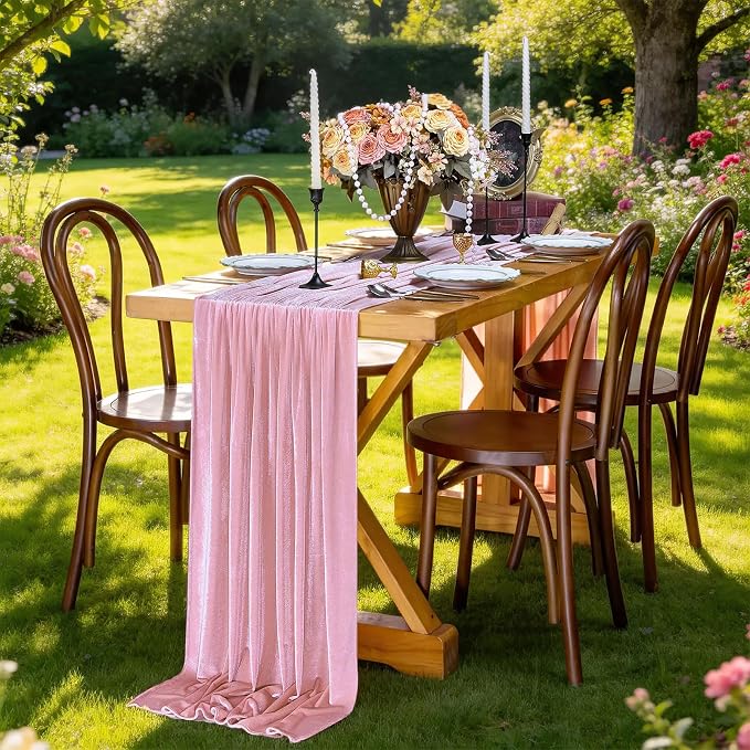 Light Pink Velvet Table Runner 10ft Extra Long Luxury Retro Table Runners | - Image 4
