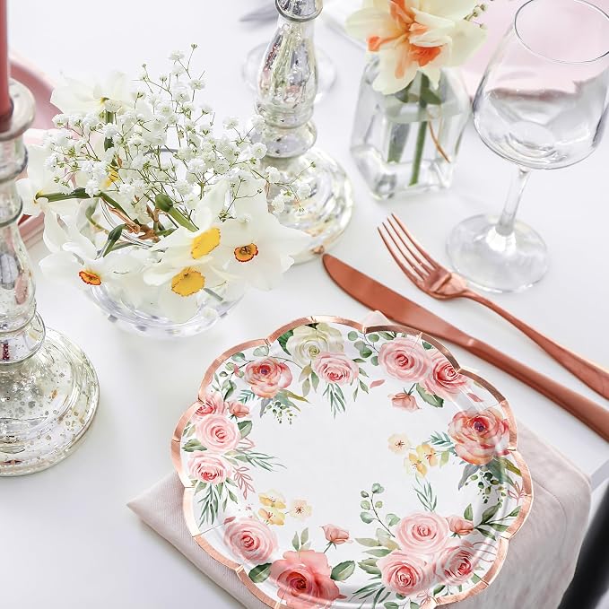 WRAPAHOLIC 25Pcs Floral Paper Plates - Image 3