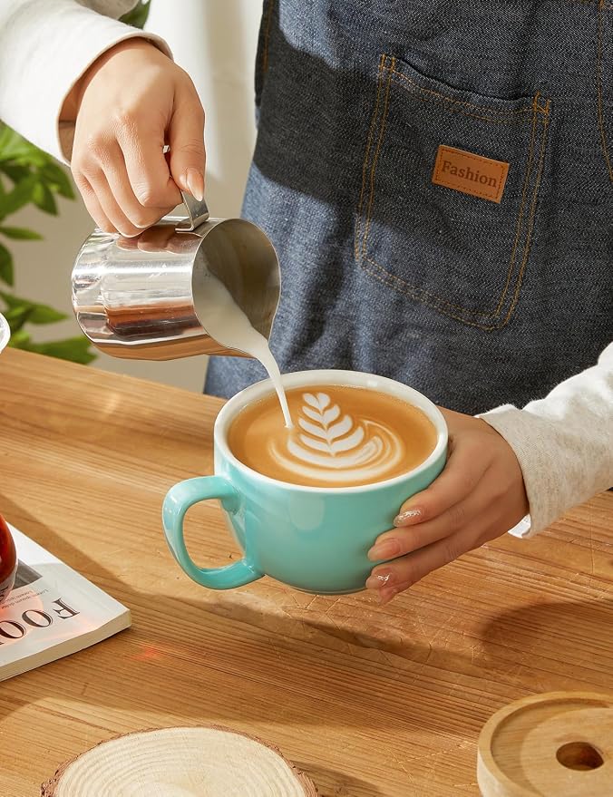 Teocera Turquoise Coffee Mugs Set of 4, 16 oz Ceramic Coffee Mug, Large Mug Set - Image 2