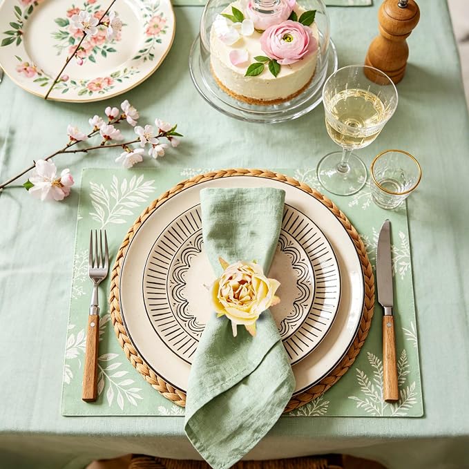 Handmade Flower Napkin Rings Set of 6, Champagne Peony Napkin Holder Rings - Image 4