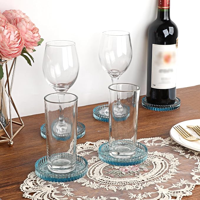 Modern Clear Coaster Set of 8- Glass Coasters - Image 2
