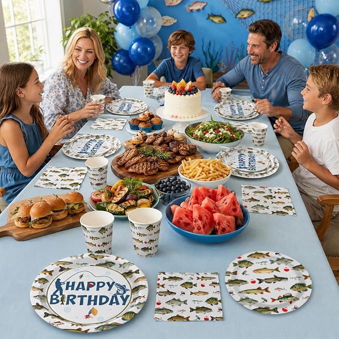 250Pcs Gone Fishing Birthday Party Decorations, Serves 50 | Gone Fishing Plates - Image 6