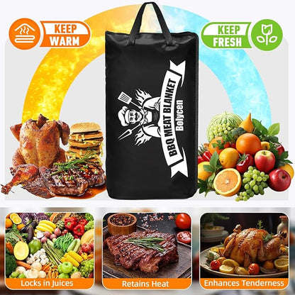 Valentines Day Gifts Upgraded BBQ Blanket for Resting Meat - Air Fryer Kitchen Camping Baking Party Essential -Smoker Accessories Brisket Blanket - Insulated Meat Resting Bag with Wide Mouth for Steak/ Pork Shoulder/ Turkey - Birthday Anniversary BBQ A...