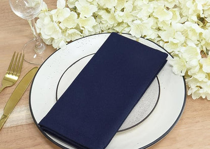 PurpleEssences Set of 12 Cloth Dinner Napkins 100% Cotton 18x18 Inch - Soft Durable Washable - Ideal for Farmhouse Party Christmas Holiday Winter - Perfect Everyday Use Table Linen - Navy Blue
