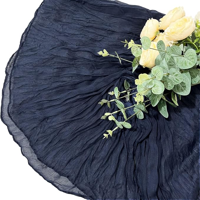 6Pack Navy Blue Cheese Cloth Table Runners 17x108inch Sheer Table Runner | Navy - Image 6
