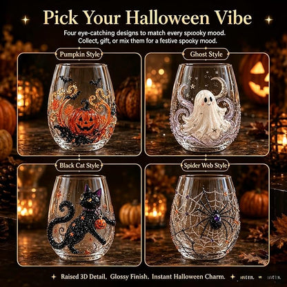 3D Halloween Artisan Glassware Collection, Halloween Artisan Glass Cups | - Image 4