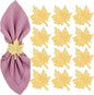 CLEENTABLE Maple Leaf Napkin Rings - Set of 12 Handcrafted Aluminum Napkin Holders for Cloth & Paper Napkins, Elegant Table Décor for Wedding Receptions Thanksgiving Christmas Holiday Parties (Gold)