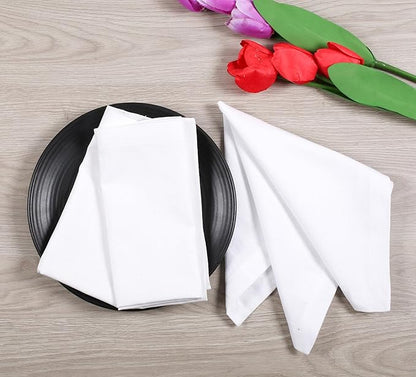 Lightnpro Decorative Cloth Dinner Napkins with Hemstitched, Wedding, Cocktail & Party Napkins, Mitered Corners, Machine Washable, 12 Elegant Table Napkins for Special Occasions - 18x18 Inch White