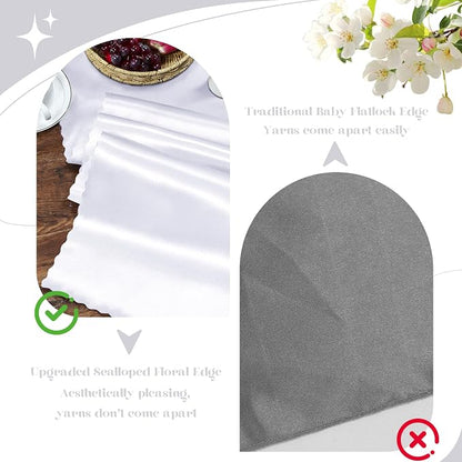 VACVELT White Satin Table Runners, 12x72 Inch, 6 Pack, Scalloped Edge | Silky - Image 7
