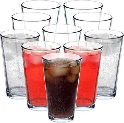 DISCOUNT PROMOS Beer Pint Glasses 16 oz. Set of 10, Bulk Pack - Heavy Duty Glassware for Restaurant, Thick Base and Walls, Stackable - Clear