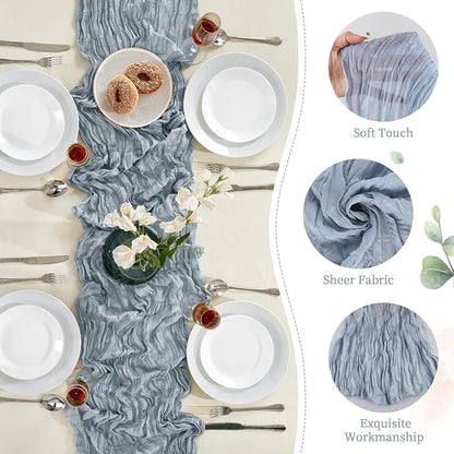 AGIRL 6 Pack Dusty Blue Cheesecloth Table Runner 10FT Boho Home Decor | Rustic - Image 7