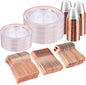 bUCLA 300PCS Rose Gold Plastic Dinnerware by BUCLA