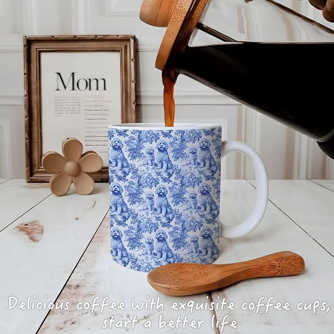Chinoiserie Golden Doodle Mug, Grandmillennial Dog Coffee Tea Mug 11oz - Image 3