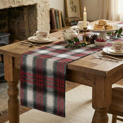 Artoid Mode Red Black Farmhouse Plaid Christmas Table Runner, Valentine Rustic - Image 4