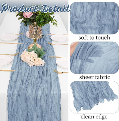 16 Pack Dusty Blue Cheesecloth Table Runners 20x120 Inch Gauze Table Runner - Image 3