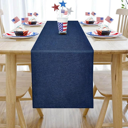 Navy Blue Table Runners 13x108 inches 2 Pieces Burlap 4th of July Runner | - Image 4