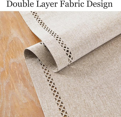 Rustic Burlap Table Runner, Coffee Table Runners 60 inches Long | Double Layer - Image 3