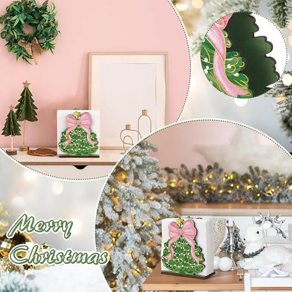 Christmas Tree Napkin Holder for Tables Pink Bow Christmas Tree Napkin Holder - Image 5