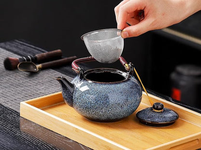 Traditional Japanese tea set, Kiln altered glaze Porcelain tea set - Image 7