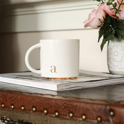 COLLECTIVE HOME Ceramic Coffee Mug, 15 oz Monogram Cup - Image 2