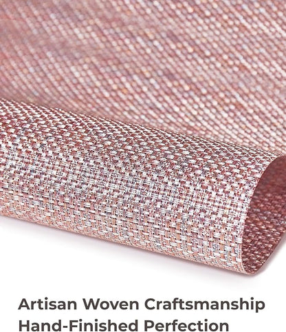 Leetaltree Luxury Pink Iridescent Placemats Set of 8 - Waterproof Washable for Wedding, Anniversary, Festive and Daily Use - Sparkling Table Mats Table Decor - Hand-Cut