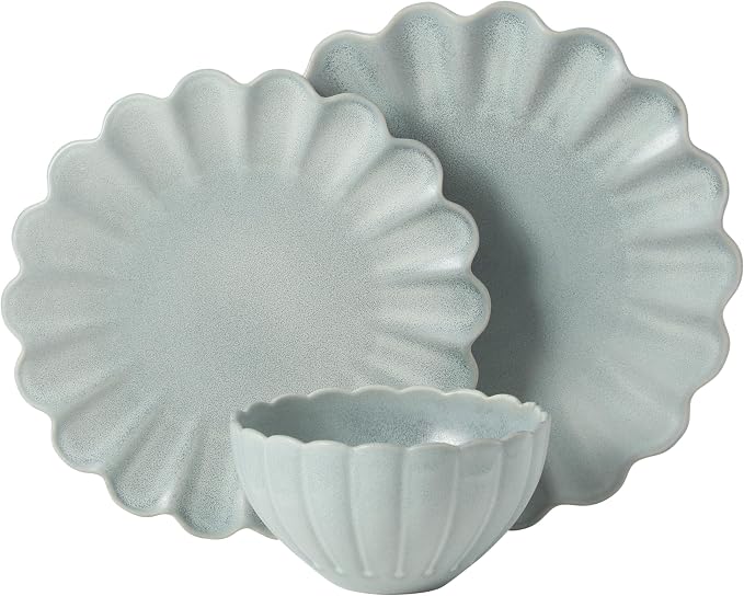 Gibson Elite Bistro Fleur Plates and Bowls Sets, 12-Piece Stoneware Dinnerware - Image 8
