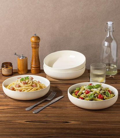 8.5" Ceramic Pasta Bowls Set of 4, Salad Bowls | Versatile Serving Bowls - Image 5