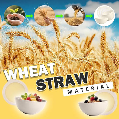 Wheat Straw Bowls Set with Lids, Unbreakable 40 OZ Large Cereal Bowls Set of 4 - Image 5