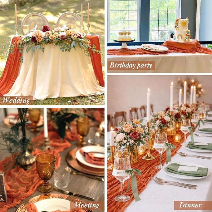 Orange Cheesecloth Table Runner 10FT Gauze Table Runner Cheesecloth Fabric - Image 5
