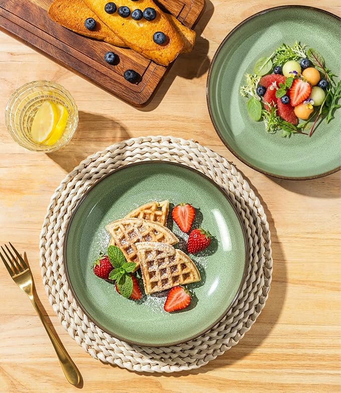 LERATIO 9.0" Ceramic Pasta Bowls Set of 4, 38oz Large Stoneware Bowls Set | - Image 4