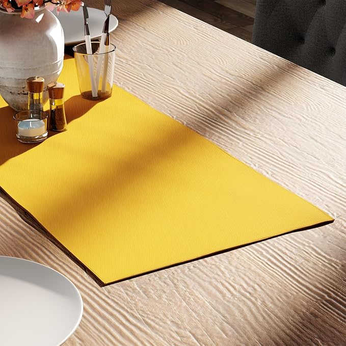 Encasa XO Table Runner, Cotton Canvas Dining Runner 13"x36" | Sunbeam Yellow by EncasaXO