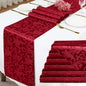 Red Damask Satin Table Runner 12 x 108 Inch, 6 Pack | Bright Smooth Damask by Eychei