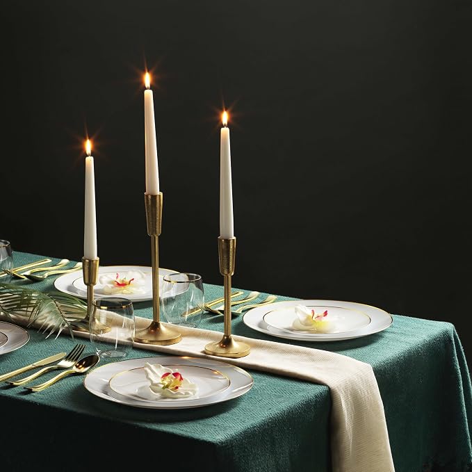 100 Gold Plastic Plates Set, Elegant Fancy Heavy Duty - Image 5