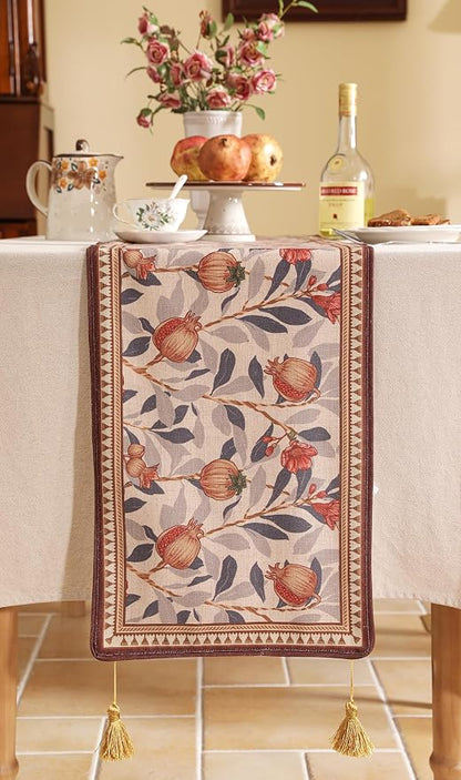Patdrea Designer French Vintage Linen Table Runner, Floral Pattern, - Image 7