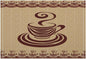 Vintage Coffee Theme Placemat Set, Minimal Rustic Farmhouse Brown Beige Geometric Coffee Cup Beans Seamless Pattern Home Decor Linen Table Mats for Dining Room Kitchen Party (17x12in) x6P