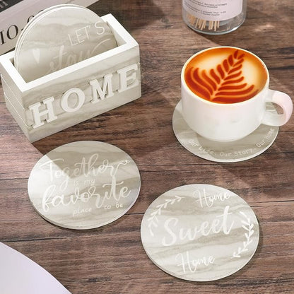 Queekay Coasters Set of 6 House Warming Gifts New Home Wooden Farmhouse Drink - Image 6