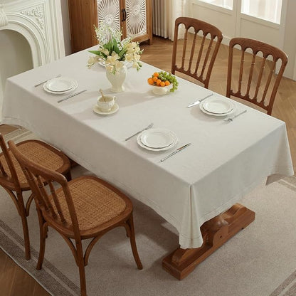 Linen Blend Handmade Hemstitched Tablecloth - Image 7