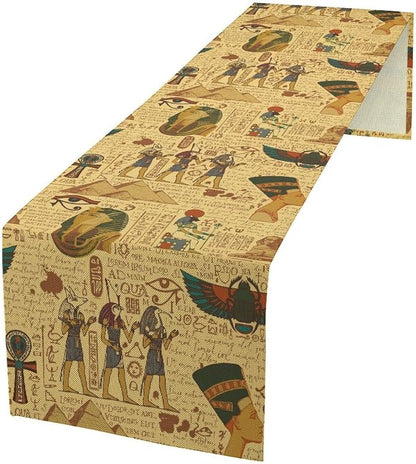 Vintage Ancient Egypt Table Runner Old Egypt Hieroglyphics African Pharaoh by moderw