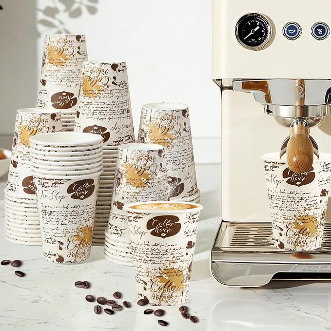 SIUQ 240 Pack 12 oz Disposable Paper Coffee Cups Retro Leak-Proof Sturdy | - Image 6