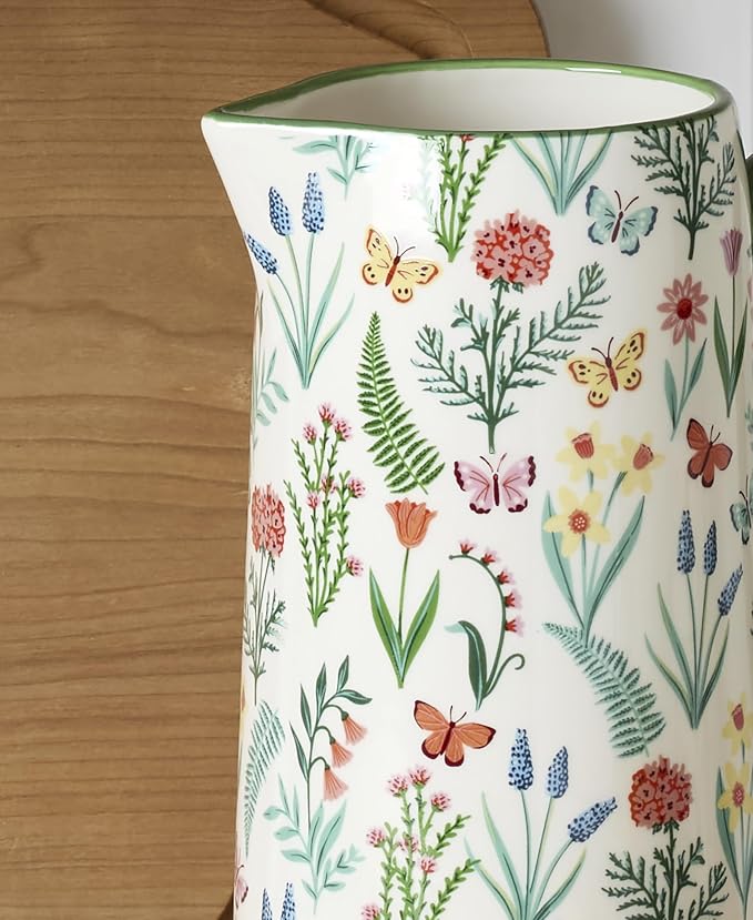 Oneida First Blooms Ceramic Pitcher, 50oz | Butterfly and flower design - Image 3