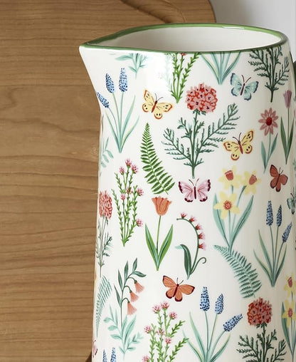 Oneida First Blooms Ceramic Pitcher, 50oz | Butterfly and flower design - Image 3