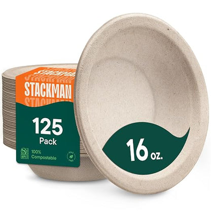 Paper Bowls, 100% Compostable Disposable Soup Bowl by StackMan