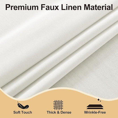 JIUZHEN Round Textured Table Cloth Linen Wrinkle Free Stain Resistant Farmhouse Decorative Circular Tablecloth for Kitchen, Dining, Party, Wedding, Outdoor Use (30 Inch Round,White)
